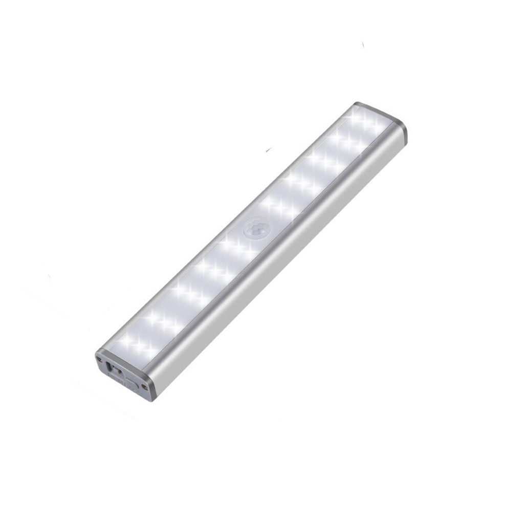 Lampa LED cu Senzor de Miscare – 46 LED-uri, Reincarcabila USB, Suport Magnetic, Portabila, 20 cm, Lumina Alb Rece 6500K, pentru Dressing, Dulap, Baie, Hol, Scari