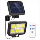 Lampa Solara LED cu Telecomanda – 120 LED-uri COB, 6 Grile, Senzor de Miscare & Lumina, Baterie 1200mAh, 260 lm, Cablu 5m, Rezistenta la Apa, Lumina Rece Negru