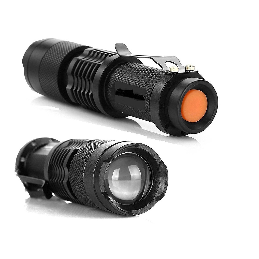 Lanterna LED SK68 5W Ultra Luminoasa – Zoom Reglabil, Extensibila, Raza 500m, Compacta & Portabila, Neagra