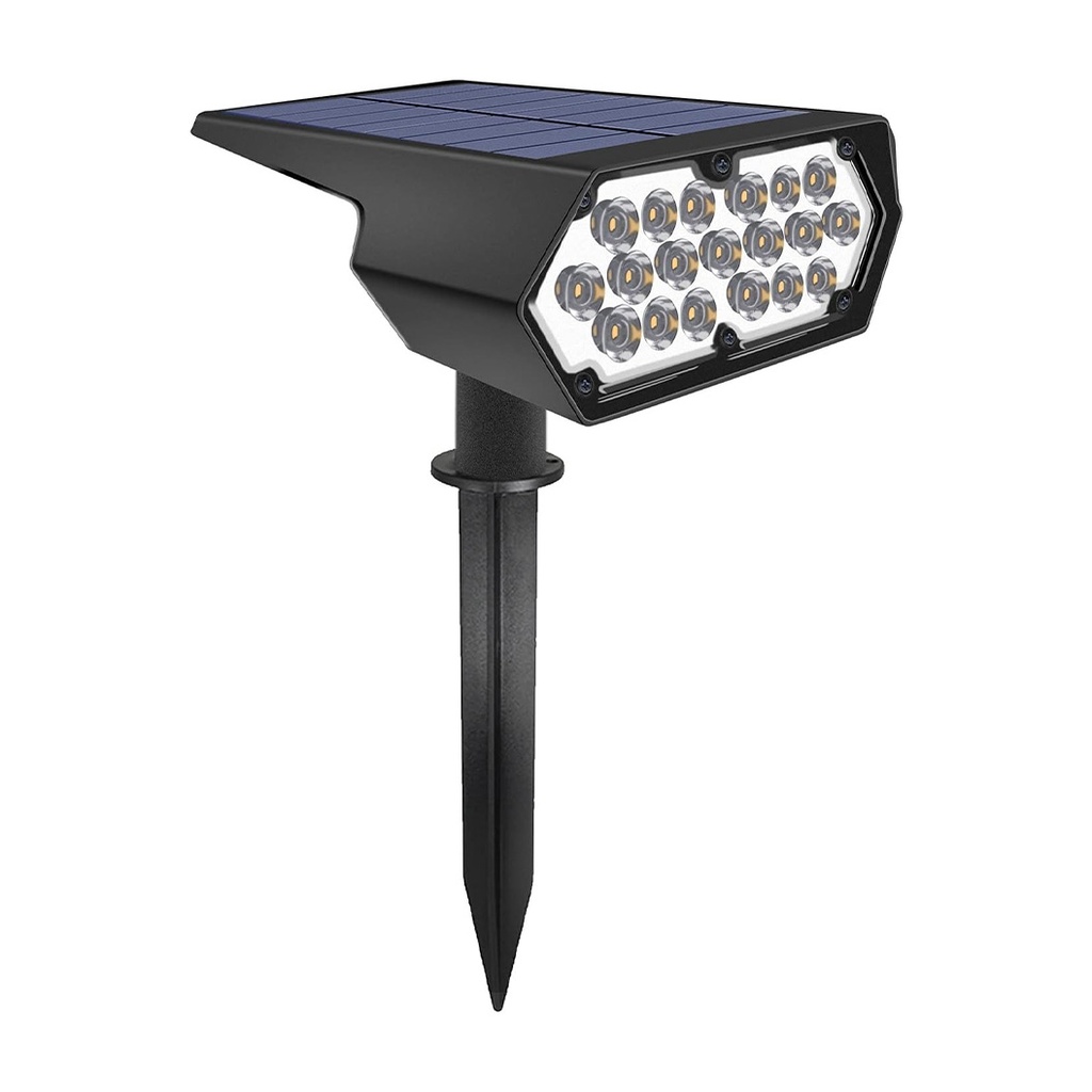 Lampa solara LED cu 19 LED-uri, IP65, pentru exterior, Lumina Alb Rece, 6500k, Negru