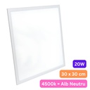 Panou LED 30x30 cm, 20W, Lumina Neutra 4500K, Model Eco, Rama Argintie, Ideal pentru Tavane False