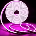 Banda LED Neon Flex 12V, Lumina Roz, Exterior IP65, 8mm, Rola de 5 metri