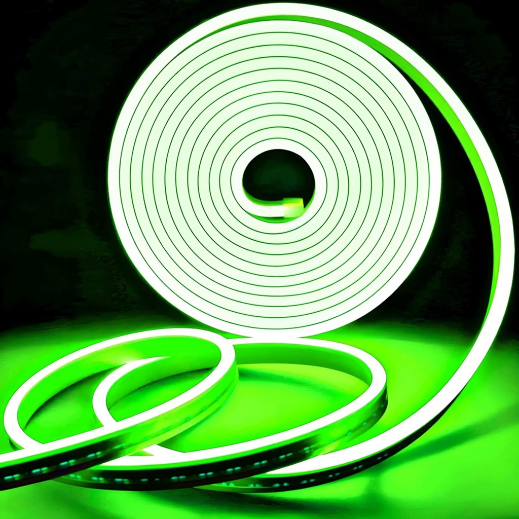 Banda LED Neon Flex 12V, Lumina Verde, Exterior IP65, 8mm, Rola de 5 metri