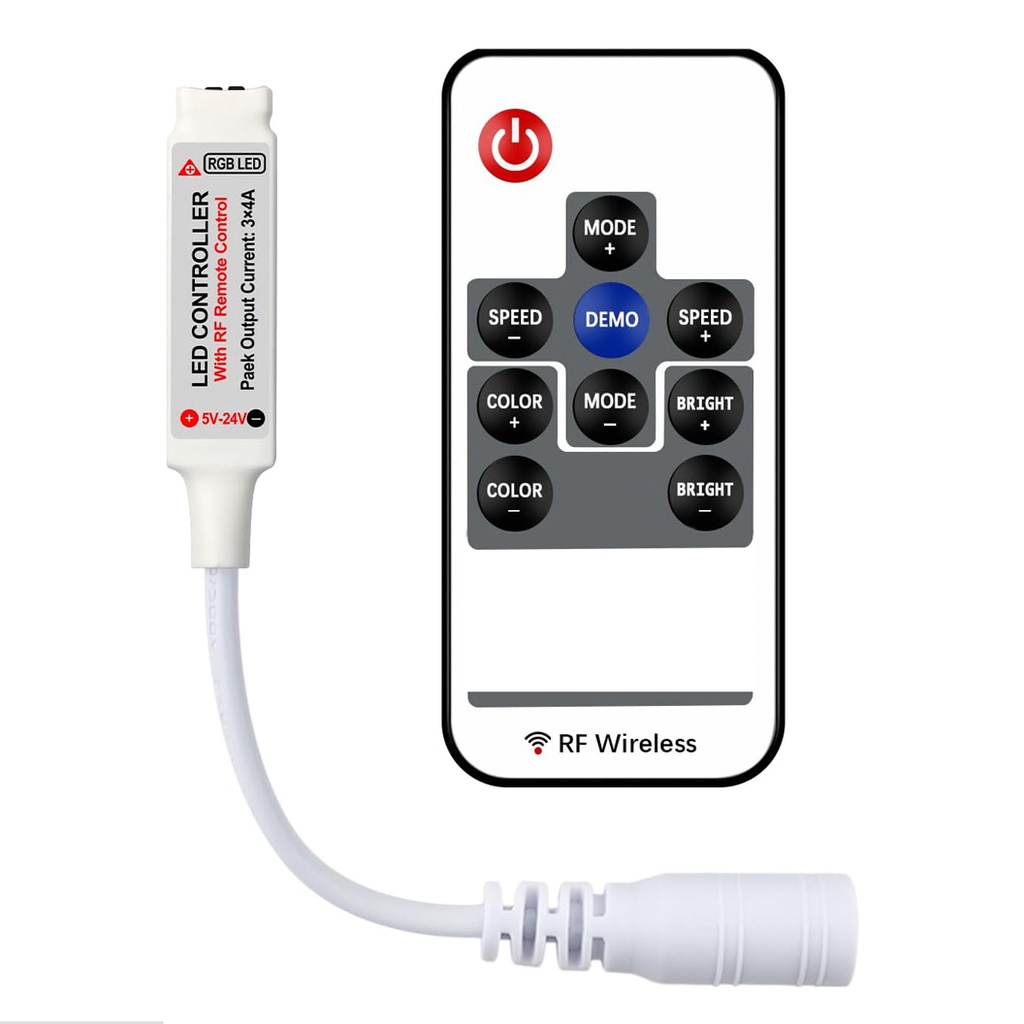 Mini Controller RF Wireless 10 Taste pentru Banda LED RGB, 4 Fire