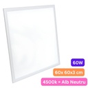 Panou LED 60x60 cm, 60W, Lumina Neutra 4500K, Model Eco, Rama Argintie, Ideal pentru Tavane False