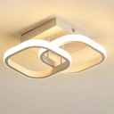 [LBZ-00575] Lustra LED 20W - 2 Patrate, 3 trepte de culoare (Alb Rece, Neutru, Cald), Design Modern, 28x19x10 cm, Alb