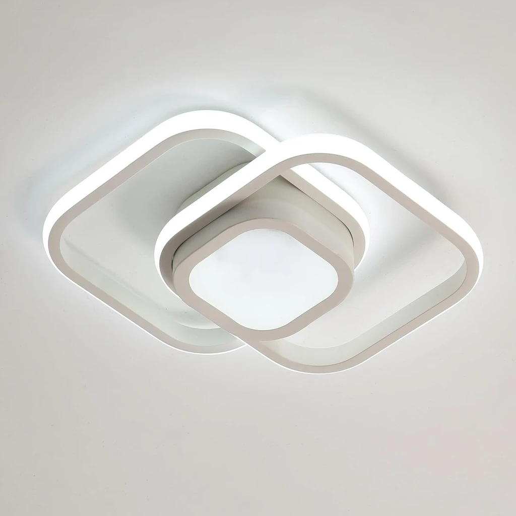 [LBZ-00581] Lustra LED 20W - 3 Patrate, 3 trepte de culoare (Alb Rece, Neutru, Cald), Design Modern, 25x17x6 cm, Alb
