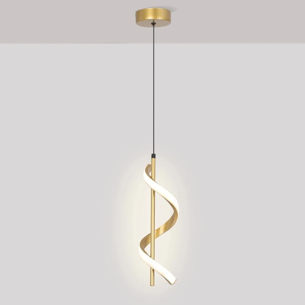 [LBZ-00589] Pendul LED 20W - Tip Spirala, Design Modern, 3 trepte de culoare (Alb Rece, Neutru, Cald), lungime 180cm, Auriu