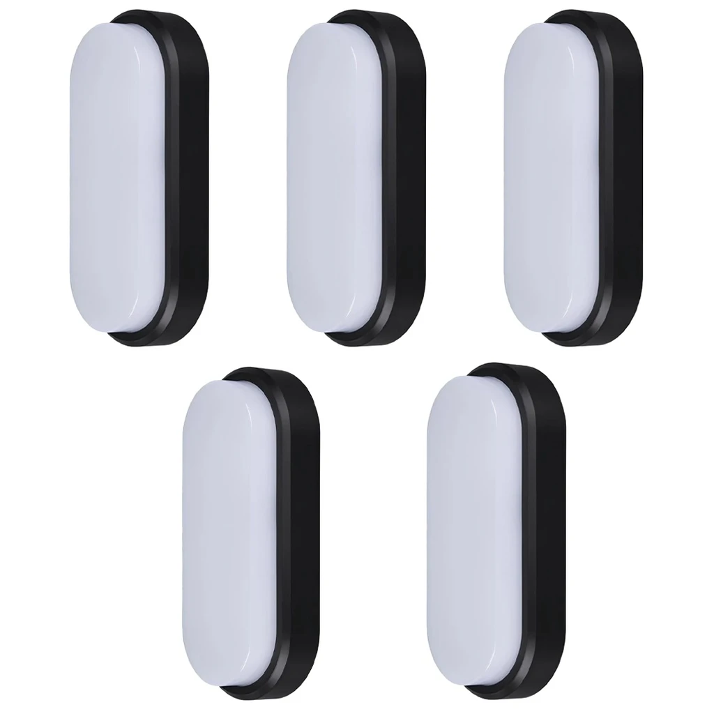 [COMBO-00135] Set 5 Aplice LED 12W Oval pentru Exterior, 4000K, Negru