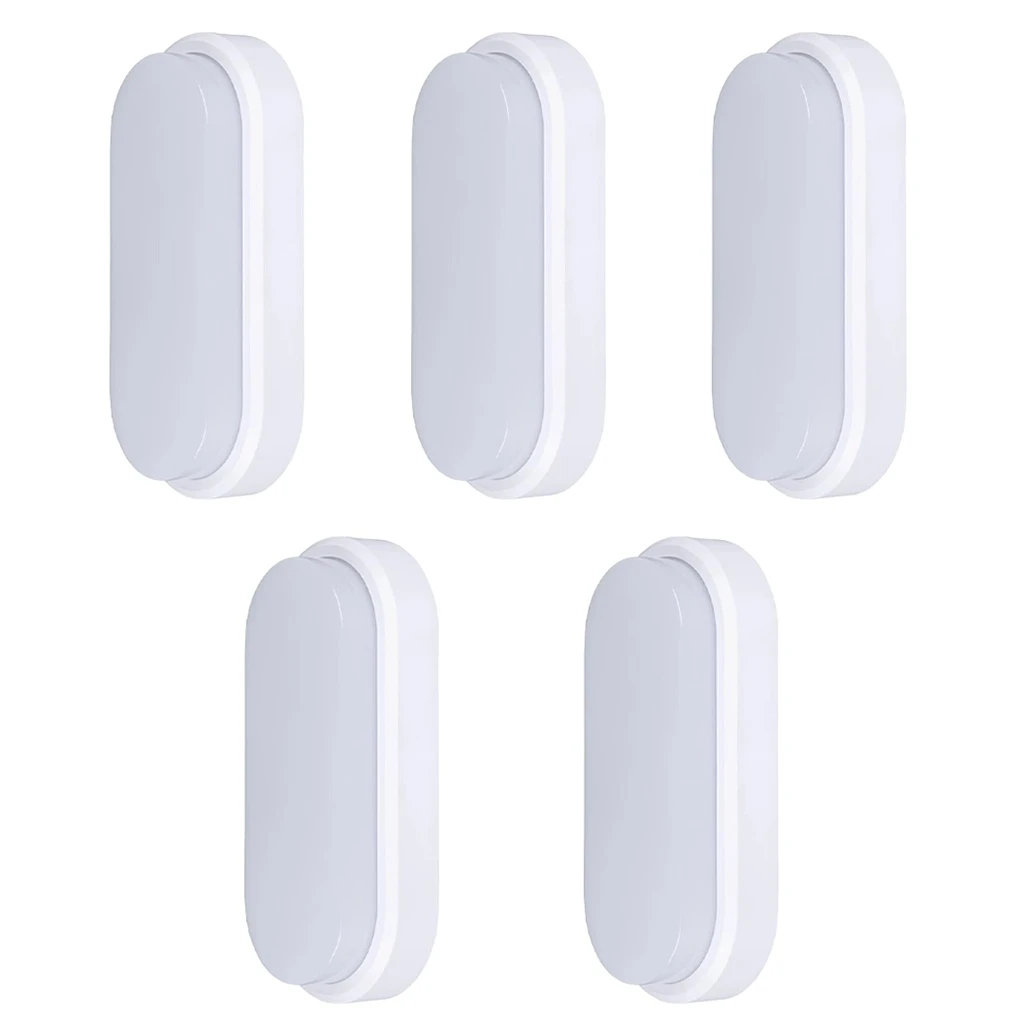 [COMBO-00222] Set 5 Aplice LED 12W Oval pentru Exterior, 4000K, Alb