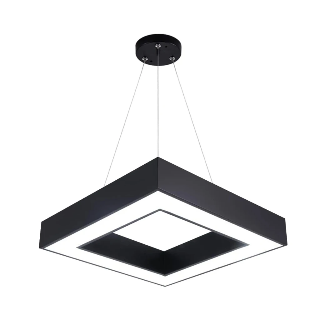 [LBZ-00041] Plafoniera LED suspendata 48W, Hollow Square, 60 cm, 6500k, Negru
