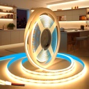 Banda LED COB 12V, 320 LEDs/m – Lumina Alb-Cald, Interior IP20, Latime 8mm, Rola de 5 Metri