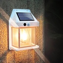 Lampa solara LED decorativa cu bec 17x12x5.8, tip felinar, pentru gradina, alb