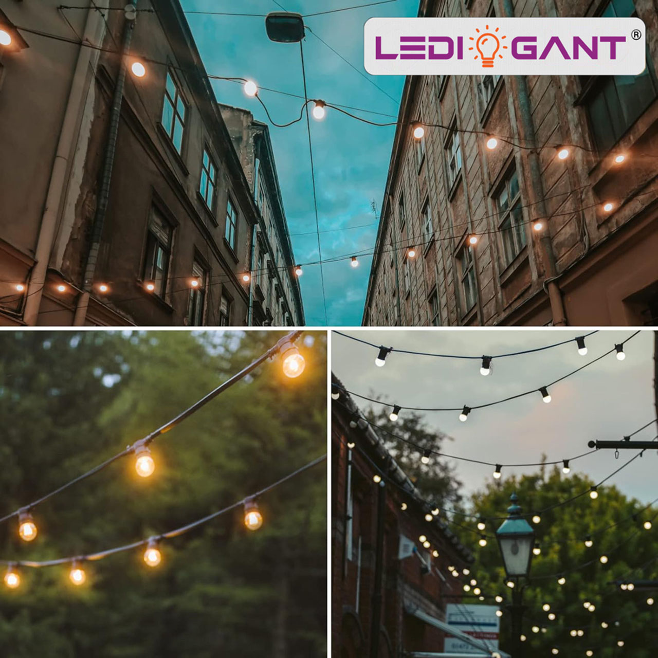 Ghirlandă luminoasă LED 5m, 10 socluri E27, interconectabilă, pentru terasă, grădină și evenimente (fără becuri incluse)