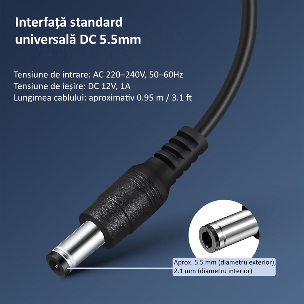 Alimentator Stabilizat 12V 1A 12W, Intrare 220V, Ieșire 12V DC