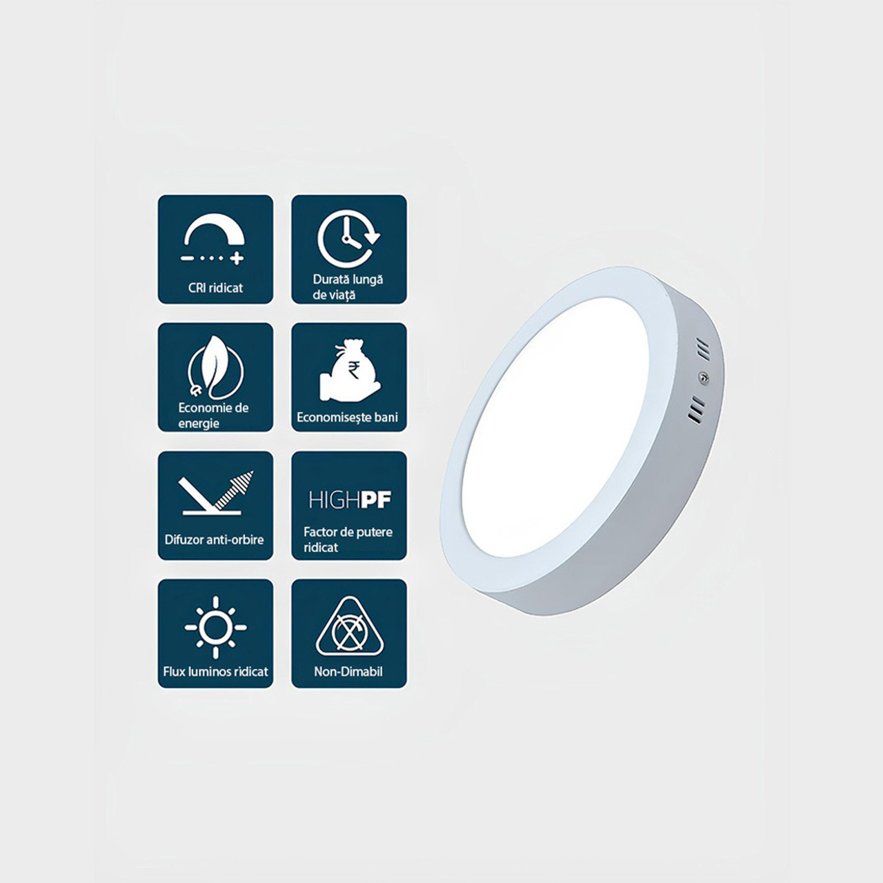 Aplice LED LBZ-00054 04 Plafonieră LED rotundă aplicată 18W, 21cm, lumină calda 3500K, albă