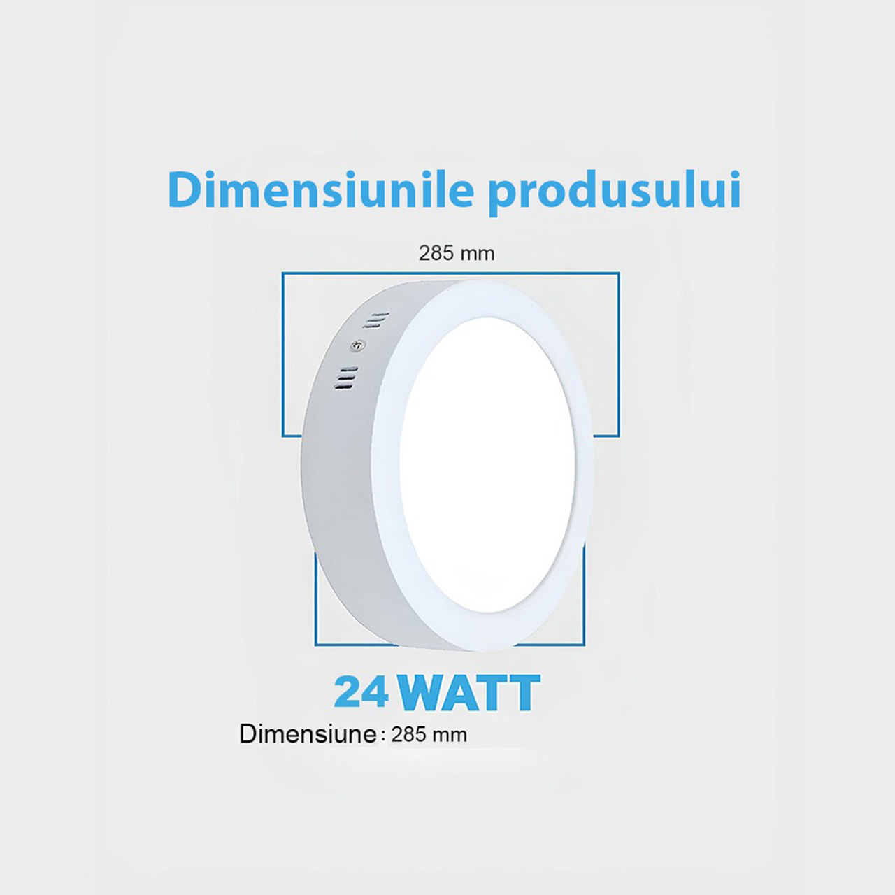 Plafonieră LED rotundă aplicată 24W, 28.5cm, lumină calda 3500K, albă