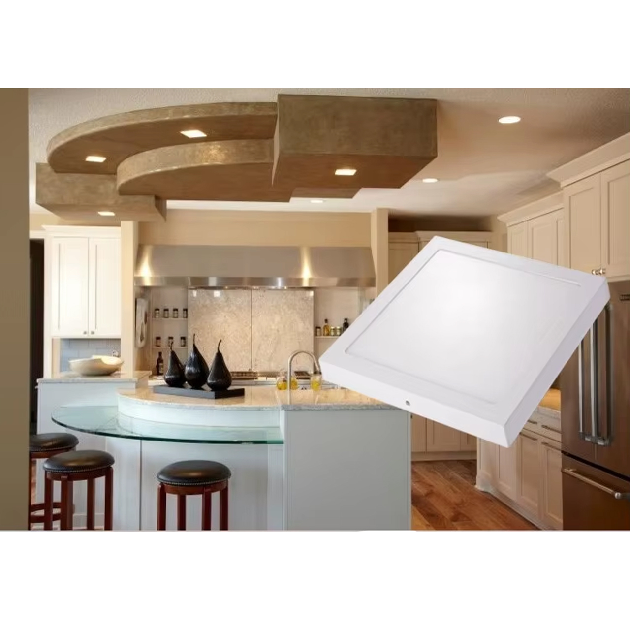 Plafonieră LED patrata aplicată 12W, 16cm, lumină calda 3500K, albă