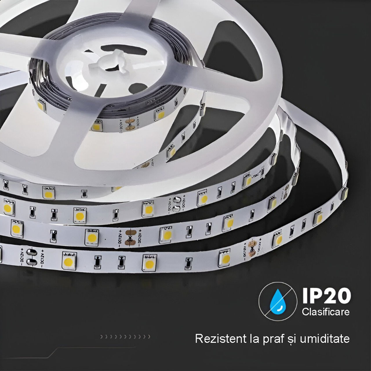 Benzi LED LBZ-00469 05 Banda LED 12V, 120 LED/m, SMD 5050, Lumina Alb-Rece, Interior IP20, 10mm, Rola 5 metri