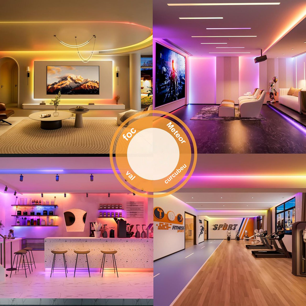 Banda LED COB 12V, RGB, COB 2880, 576 LED/m, Interior IP20, 10mm, Rola 5 metri