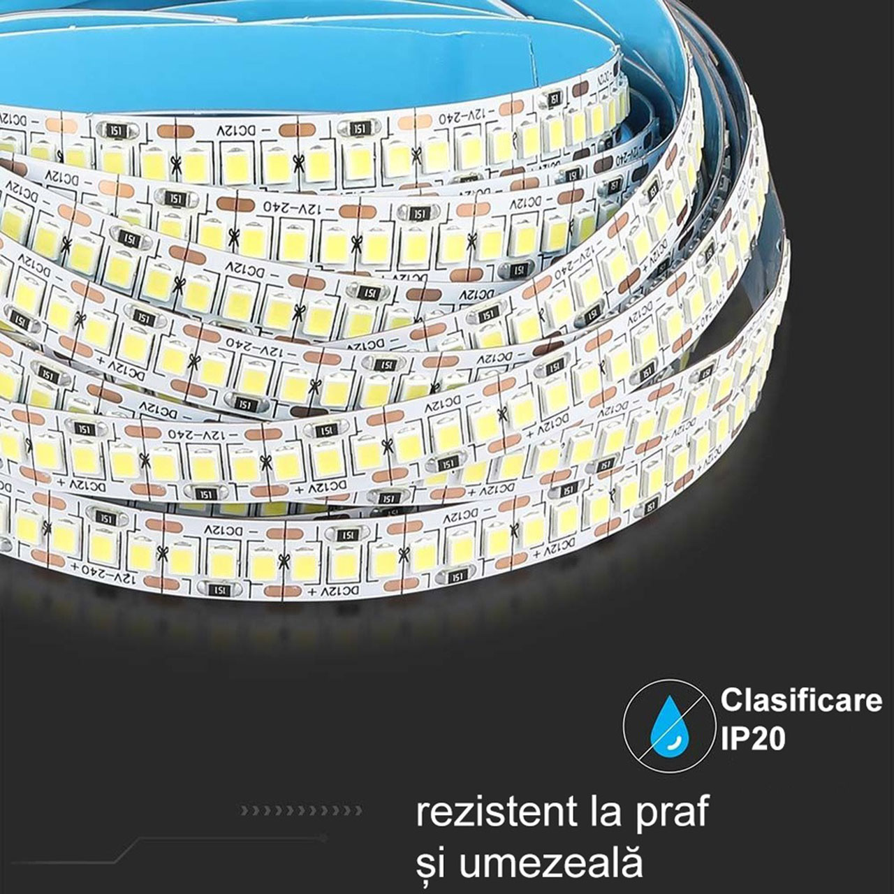 Benzi LED LBZ-00479 05 Banda LED 12V, 240 LED/m, SMD 2835, Lumina Alb-Neutra, Interior IP20, 10mm, Rola 5 metri