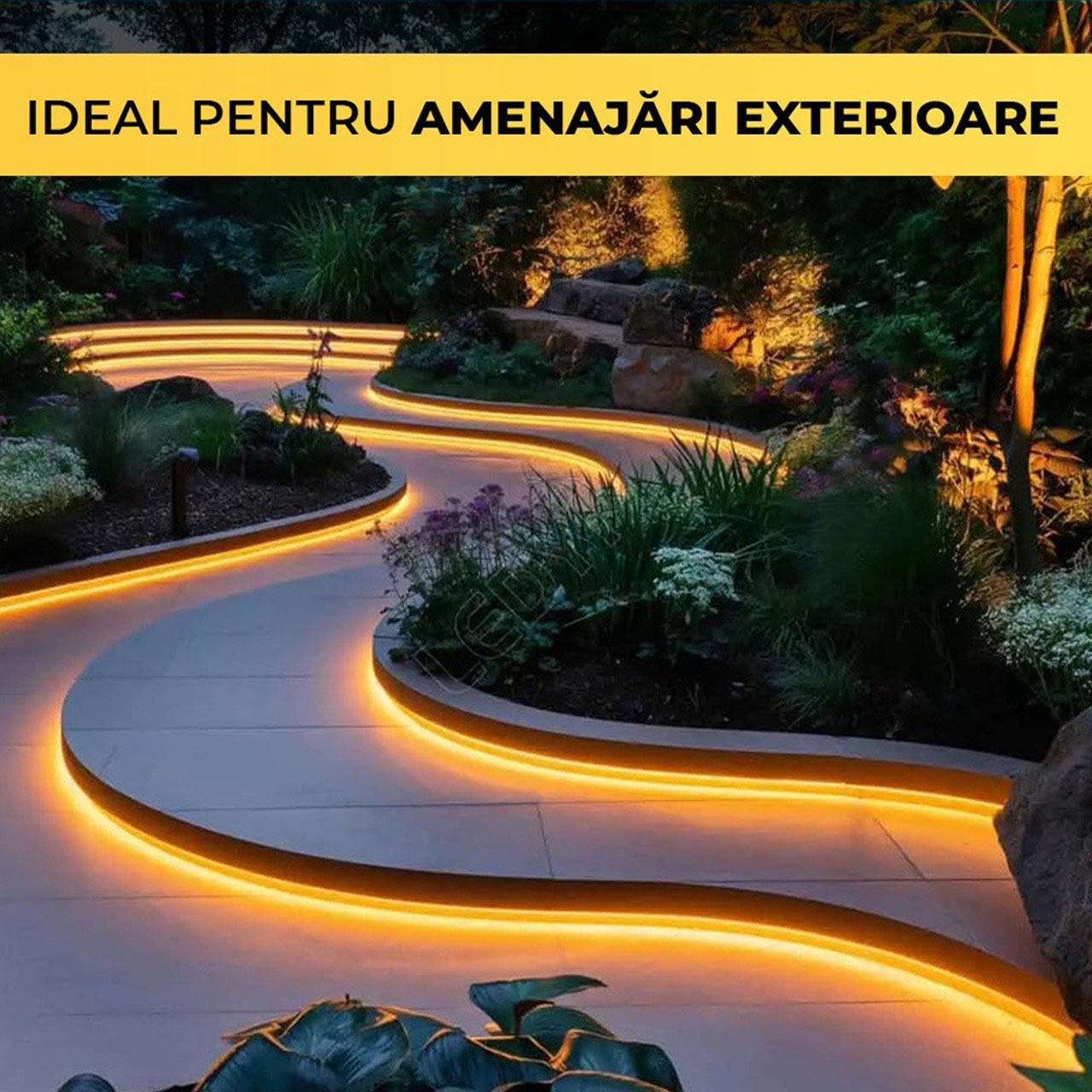 Banda LED 220V, 120 LED/m, SMD 2835, Lumina Alb-Calda, Exterior IP65, 10mm, Rola 100 metri