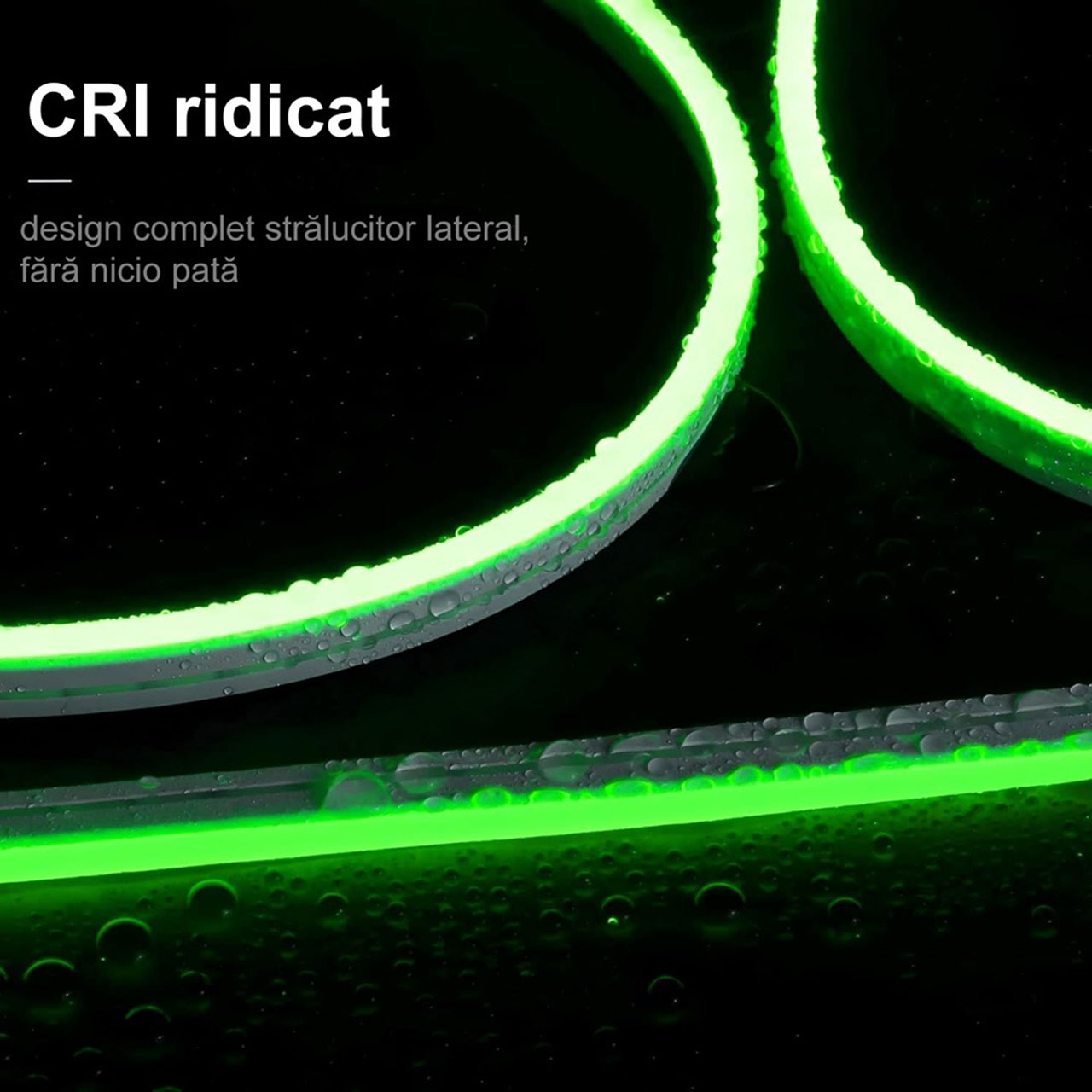 Banda LED Neon Flex 12V, Lumina Verde, Exterior IP65, 8mm, Rola de 5 metri