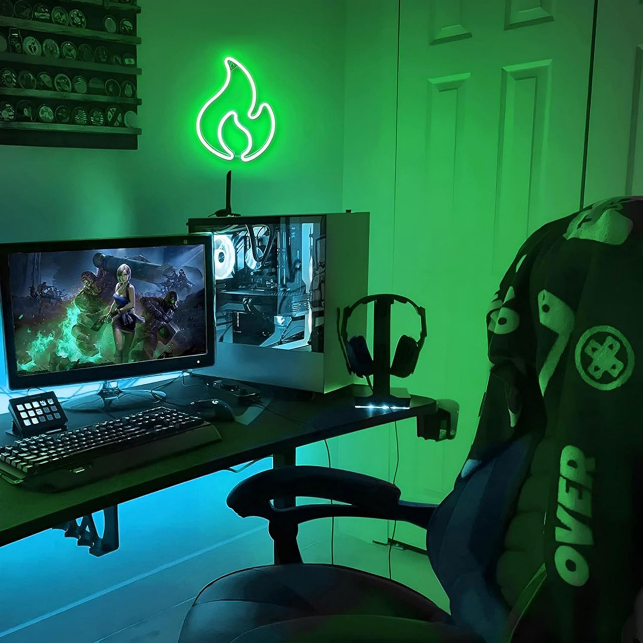 Banda LED Neon Flex 12V, Lumina Verde, Exterior IP65, 8mm, Rola de 5 metri