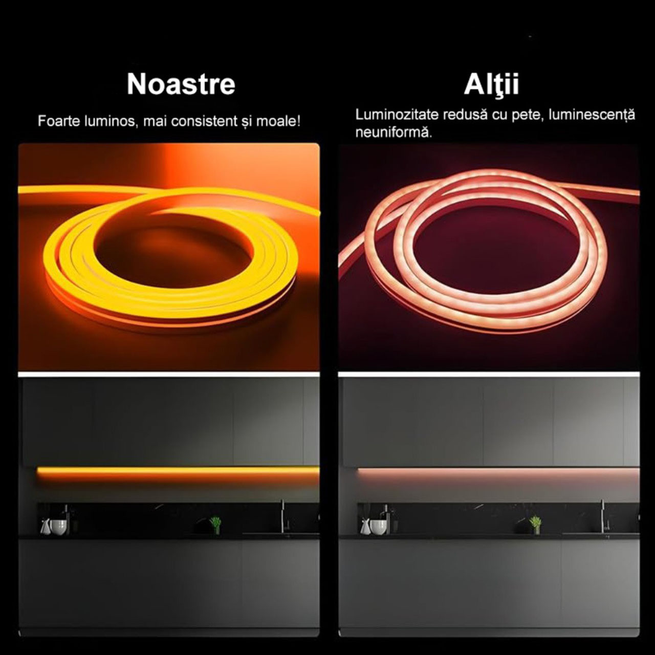 Benzi LED LBZ-00497 04 Banda LED Neon Flex 12V, Lumina Portocalie, Exterior IP65, 8mm, Rola de 5 metri