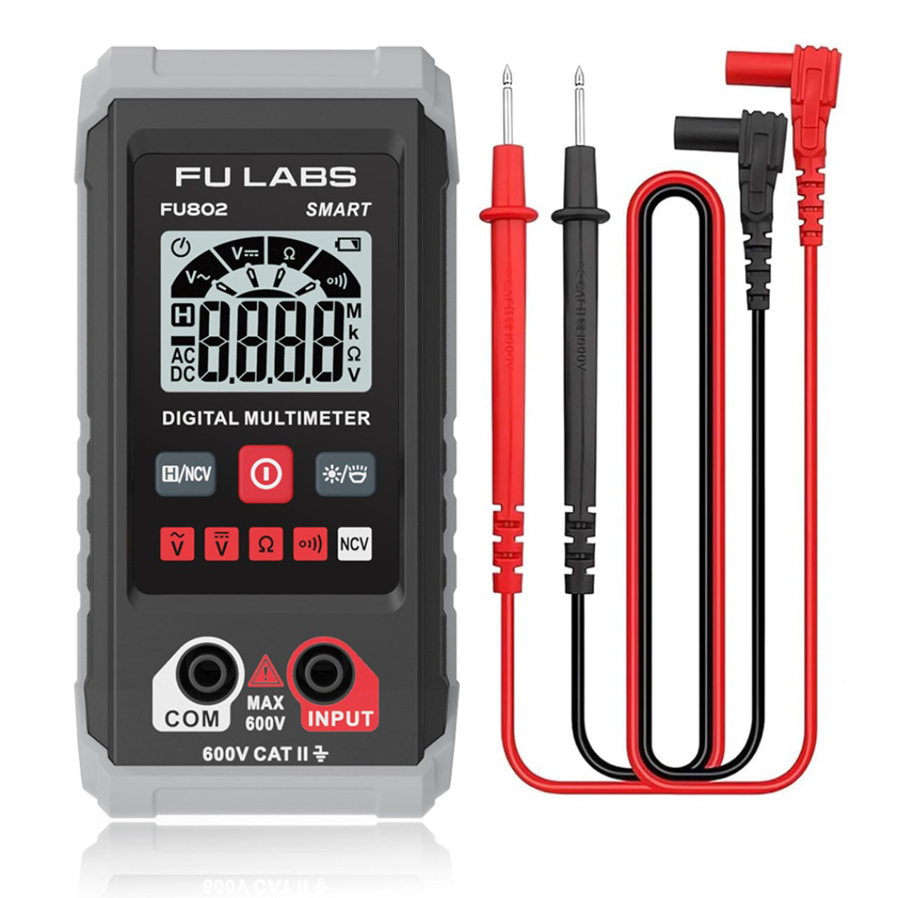 Multimetru LBZ-00562 01 Multimetru Digital FULABS FU802, 600V CAT II, Măsurare AC/DC, Rezistență, Continuitate, NCV Fără Contact, Afișaj LCD