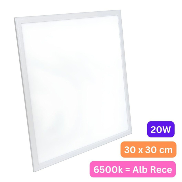 Panou LED LBZ-00006 Panou LED 30x30 cm, 20W, Lumină Rece 6500K, Ramă Albă, Montaj Încastrat, pentru Tavan Fals