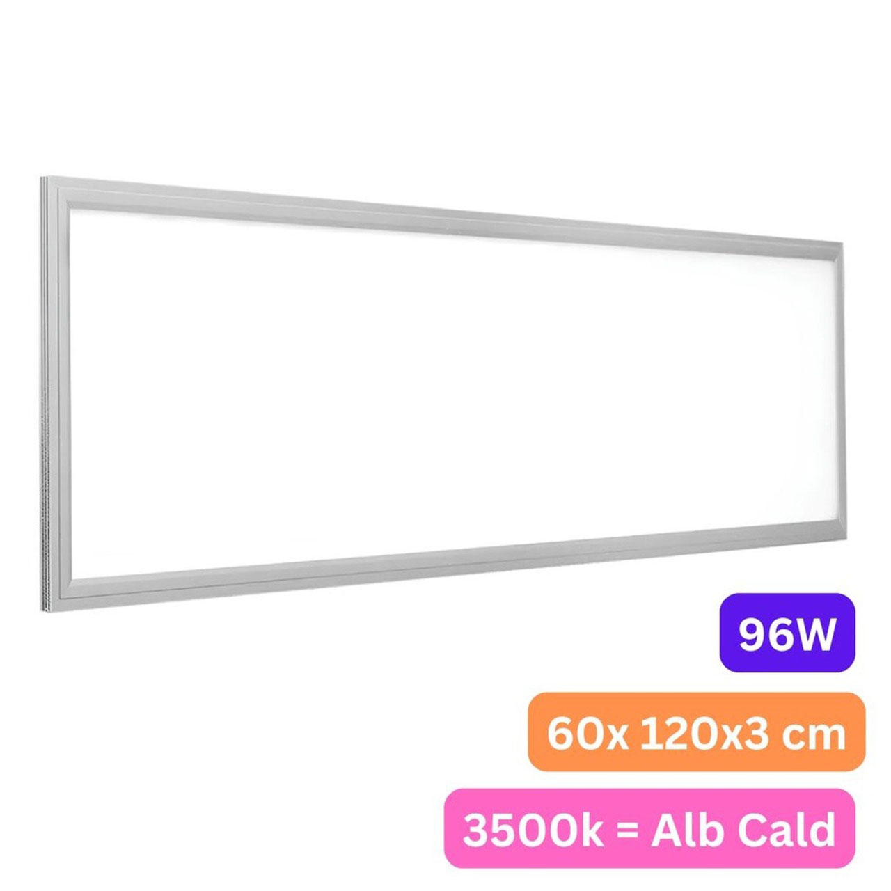Panou LED LBZ-00030 Panou LED 60x120 cm, 96W, Lumină Caldă 3500K, Ramă Albă, Montaj Încastrat, pentru Tavan Casetat