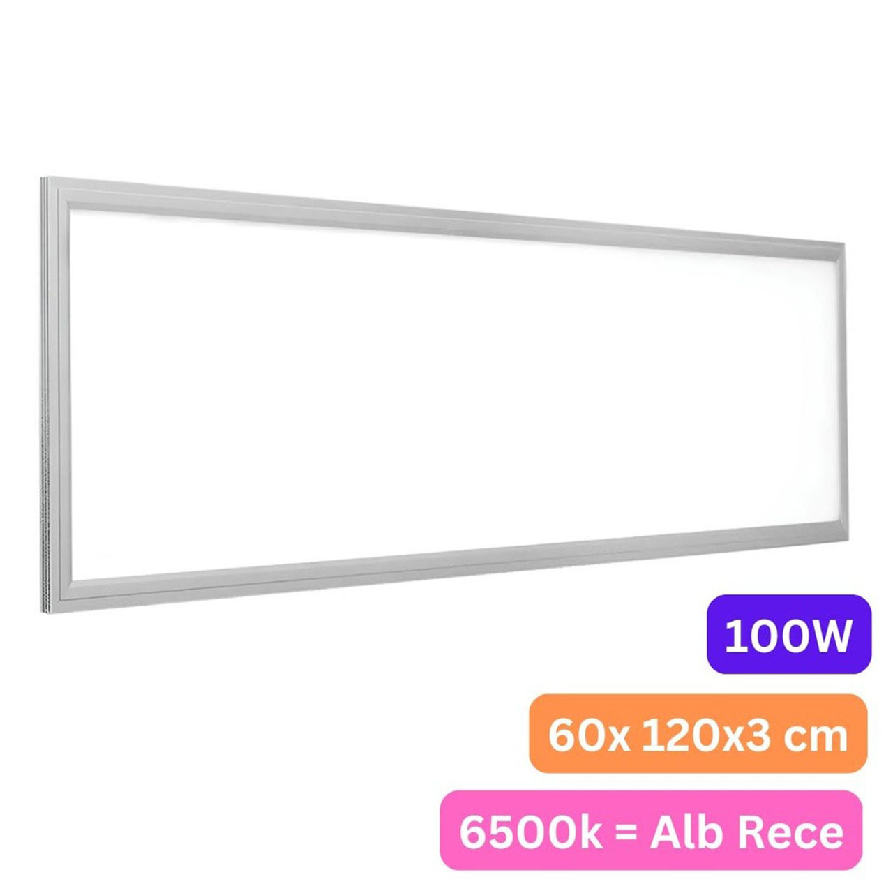 Panou LED LBZ-00032 Panou LED 60x120 cm, 100W, Lumină Rece 6500K, Ramă Albă, Montaj Încastrat, pentru Tavan Casetat