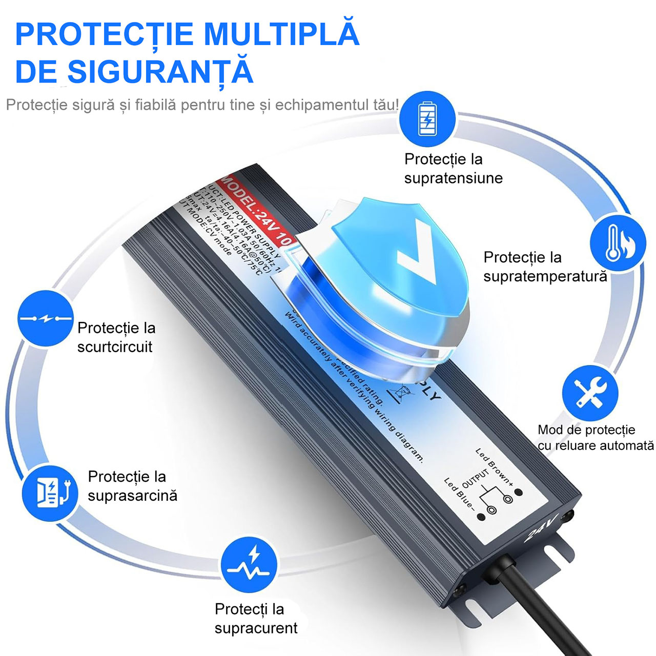 Sursa Alimentare LBZ-00426 05 Sursă Alimentare Stabilizată 12V 16.6A 200W, Exterior IP68, Slim