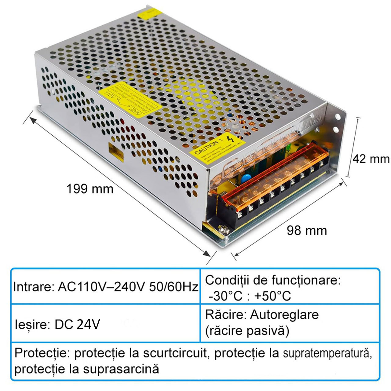 Sursă alimentare stabilizată 24V, 4.1A, 100W, IP20