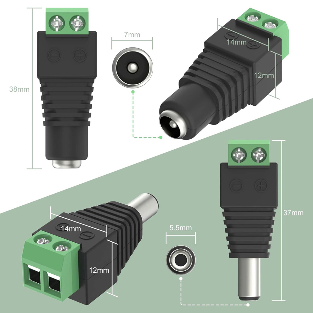 Accesorii Benzi LED LBZ-00537 02 Mufă DC mamă 2.1x5.5 mm cu regletă, conector alimentare pentru bandă LED