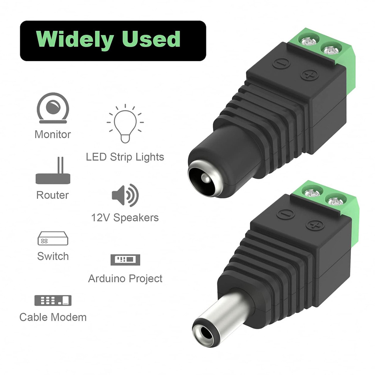Accesorii Benzi LED LBZ-00537 07 Mufă DC mamă 2.1x5.5 mm cu regletă, conector alimentare pentru bandă LED