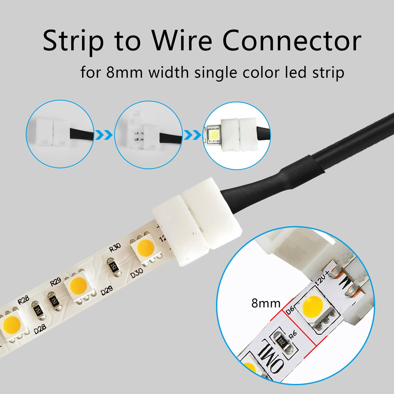 Accesorii Benzi LED LBZ-00548 02 Conector alimentare DC pentru bandă LED 8 mm, mufă mamă 2.1x5.5 mm