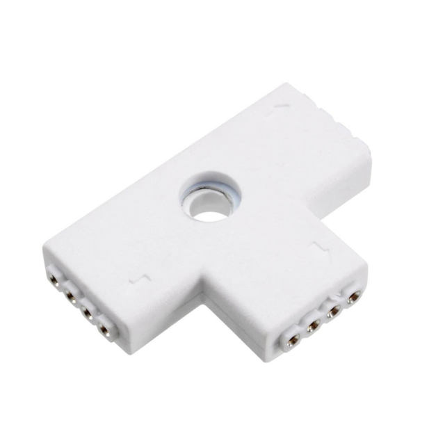 Conector tip T pentru bandă LED RGB 10 mm, 4 pini