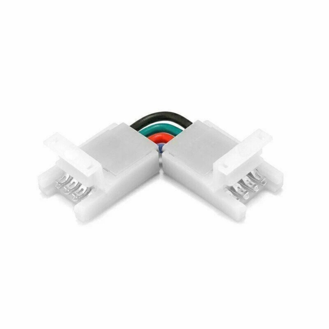 Conector cot 90° pentru bandă LED RGB 5050, 10 mm, 4 pini, 4 fire