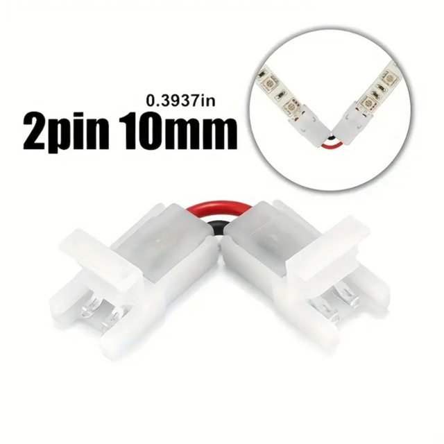 Conector cot 90° pentru bandă LED monocoloră 10 mm, 2 pini