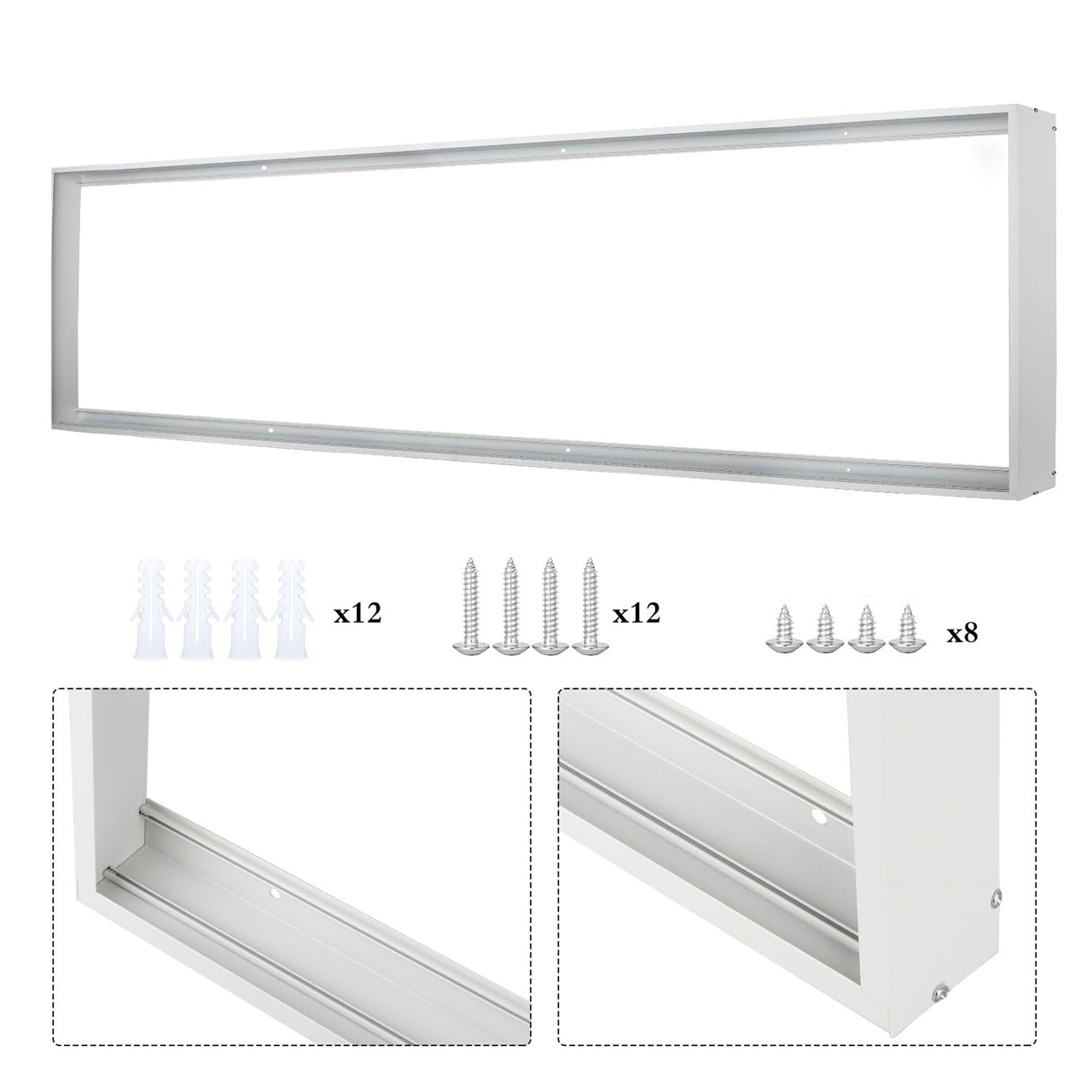 Ramă montaj aplicat panou LED 30×120 cm, culoare-albă