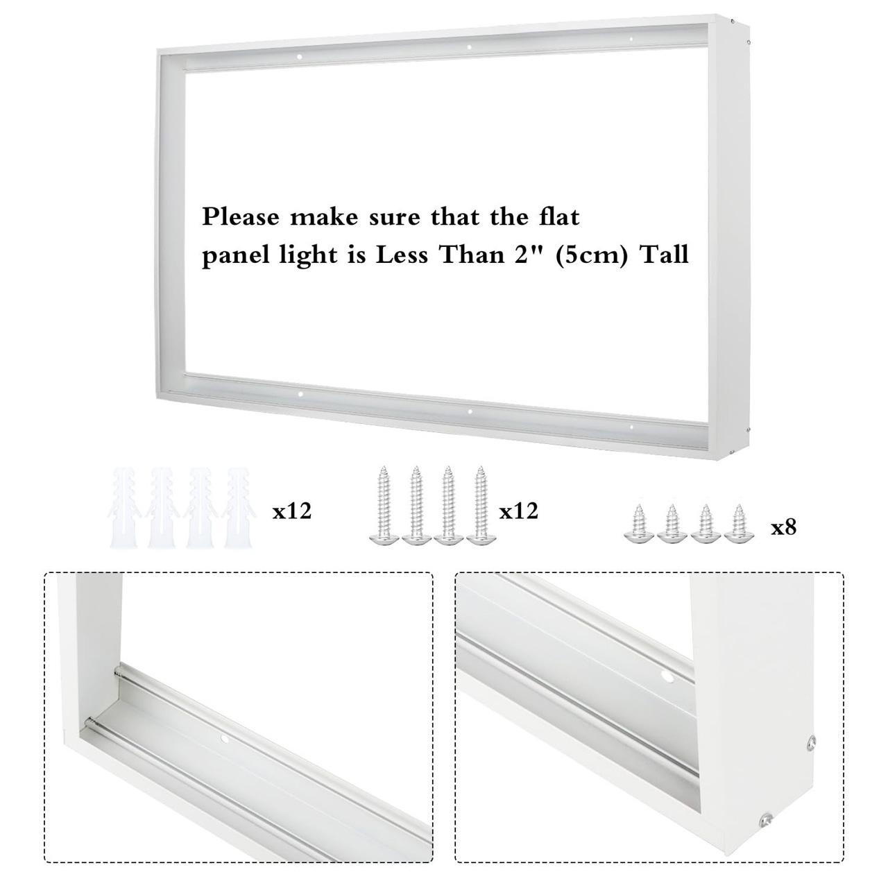 Ramă montaj aplicat panou LED 60x120 cm, culoare albă
