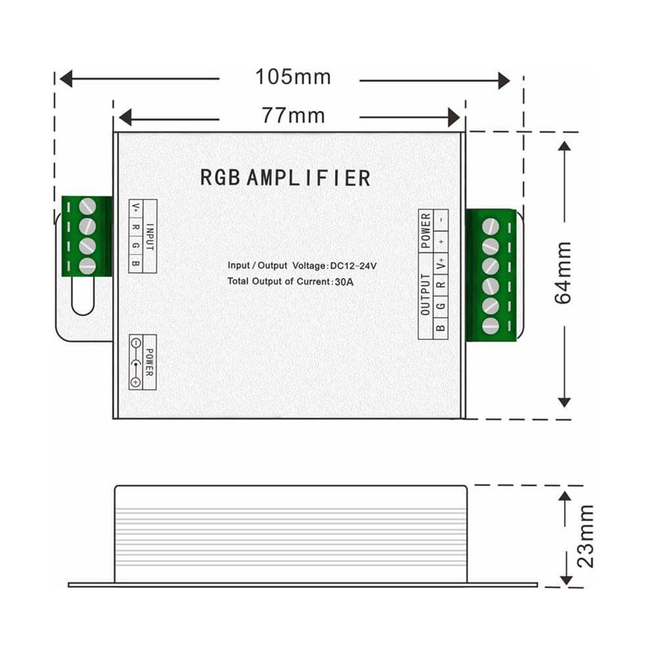 Amplificator Banda LED LBZ-00556 02 Amplificator LED RGB pentru bandă LED, 12-24V, 30A