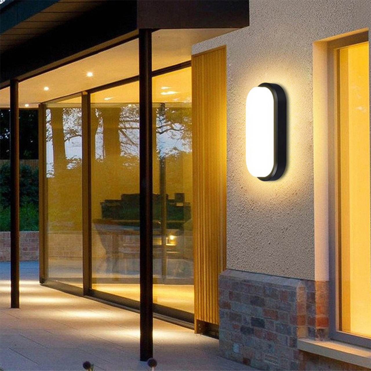 Aplice LED Exterior LBZ-00128 04 Aplică LED ovală de exterior 20W, lumină alb cald 3000K, neagră