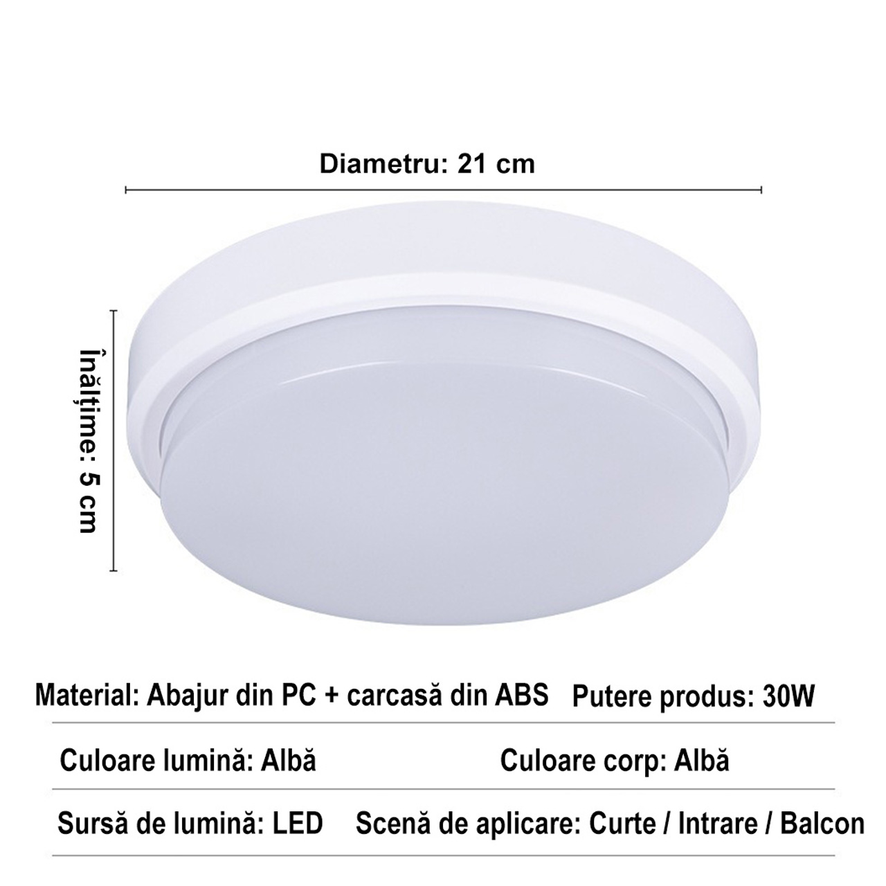 Aplice LED Exterior LBZ-00144 02 Aplică LED exterior rotundă 30W, lumină calda 3000K, alba