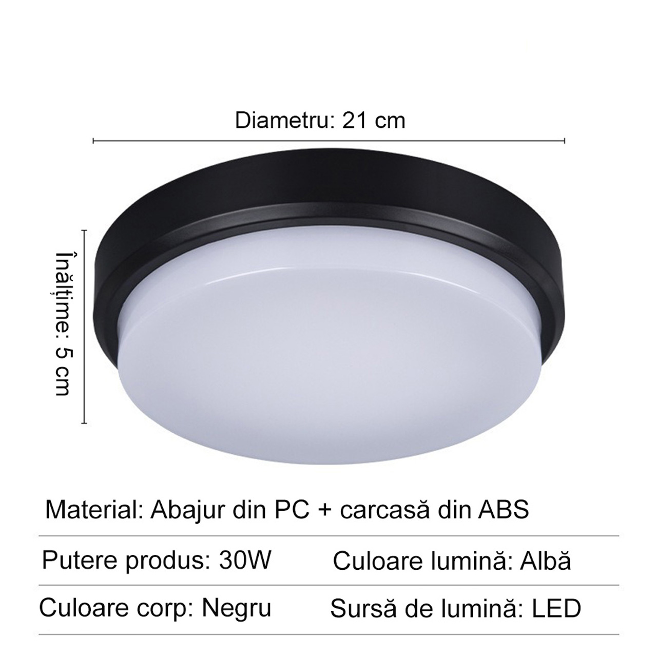 Aplice LED Exterior LBZ-00224 02 Aplică LED exterior rotundă 30W, lumină neutra 4000K, neagră