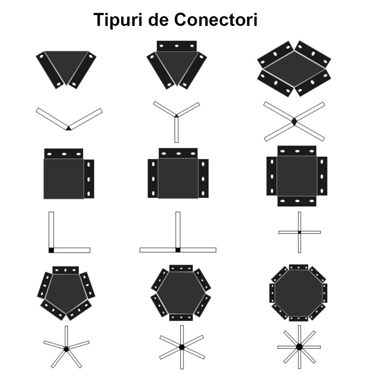 Conector LBZ-00137 03 Conector hexagonal negru 10 cm