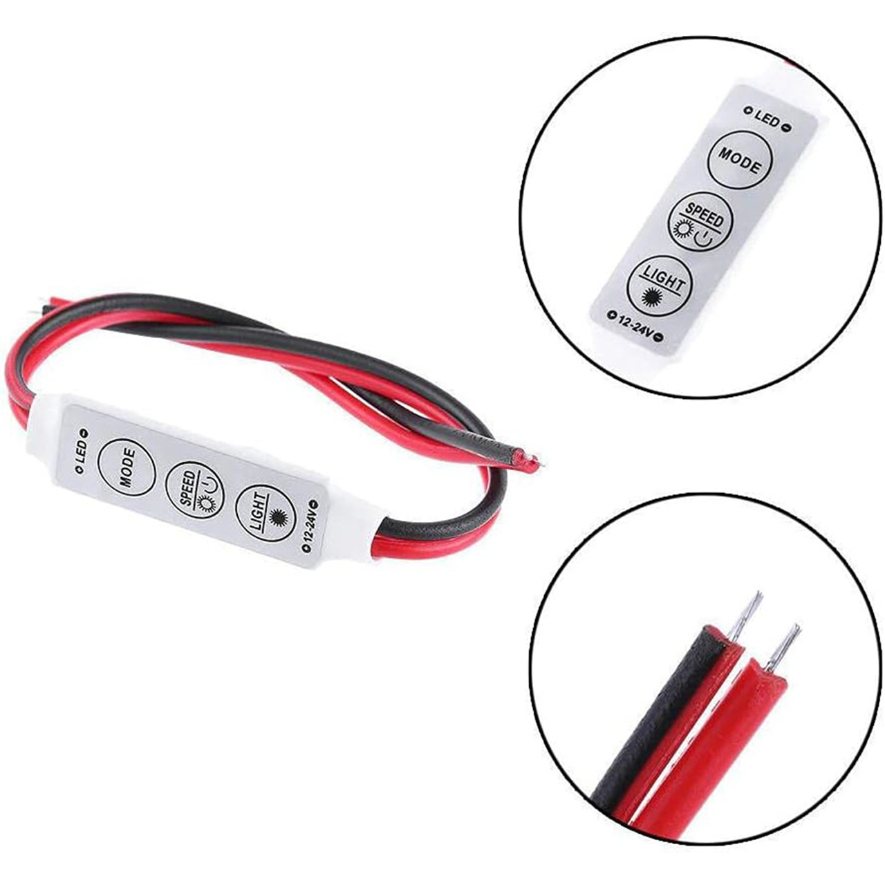 Controlere Benzi LED LBZ-00504 03 Mini controller pentru bandă LED monocoloră, 12-24V, reglaj mod, viteză și intensitate