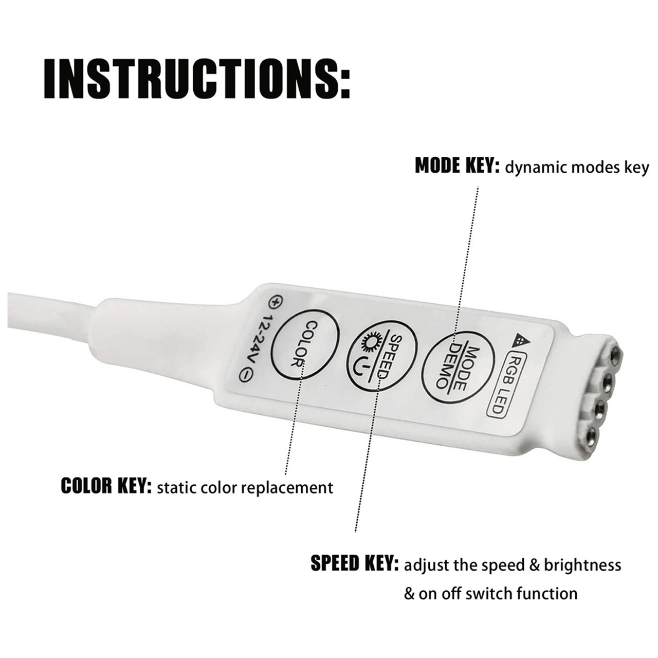 Controlere Benzi LED LBZ-00507 05 Mini controller LED RGB pentru bandă LED cu mufă DC, 12-24V